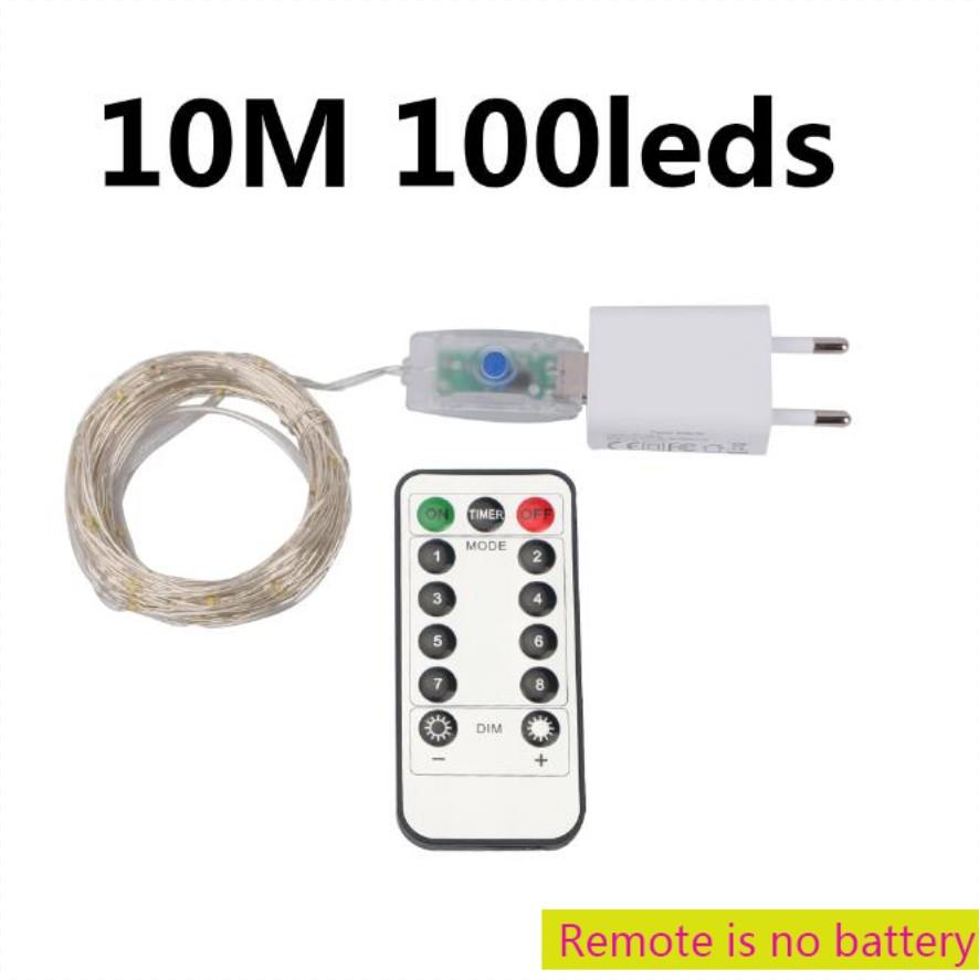 

50M/120M светодиодные гирлянды из серебряной проволоки, гирлянда для уличной новогодней рождественской елки, украшения для садовой вечеринки Warm white&EU Plug