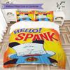 HELLO SPANK Pattern Bedding,Quilt Set Quilt Cover Pillowcase Home Birthday Gift(1 * duvet cover + 2 * pillowcase, without core)_lx