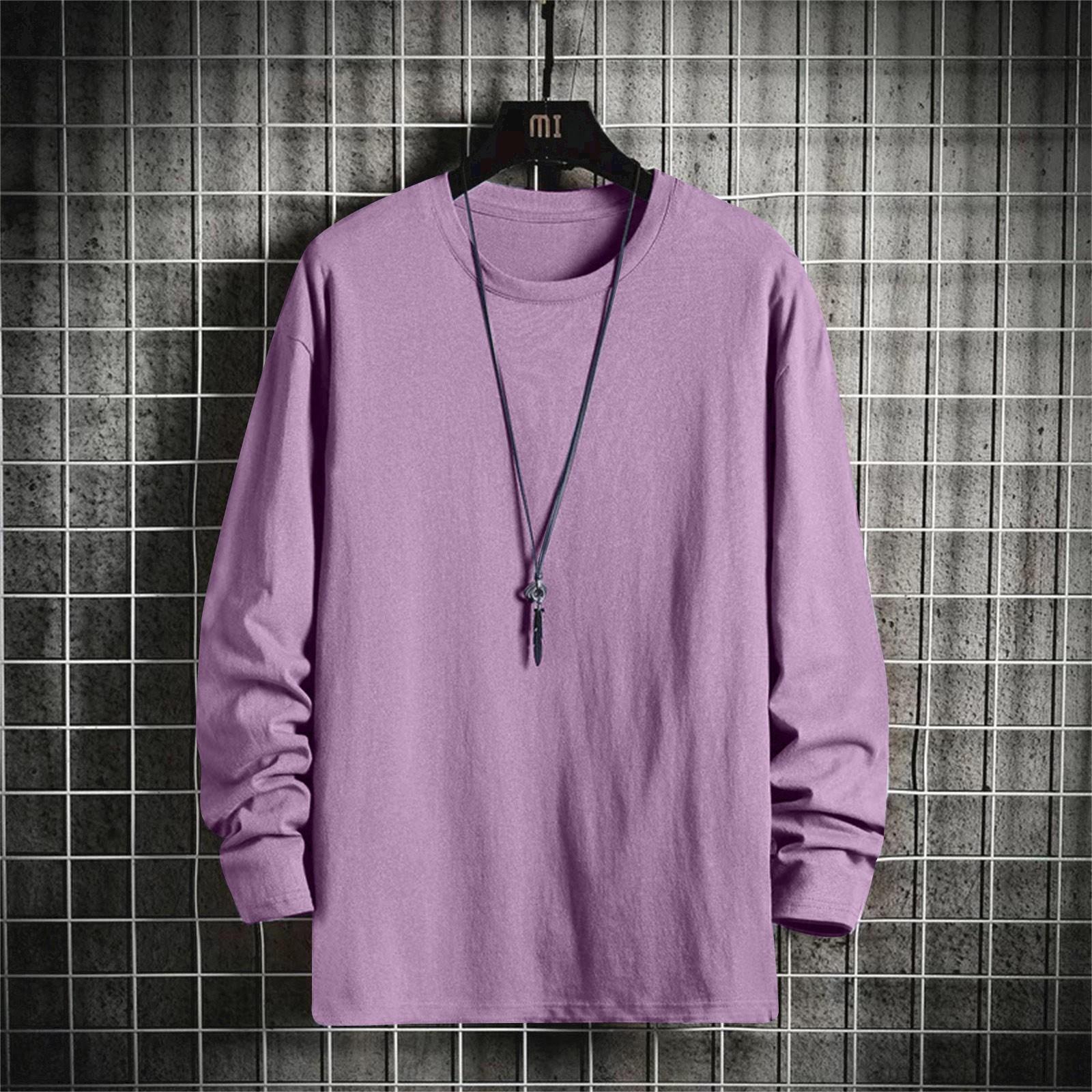 

Long Sleeve T-shirt Men Loose Trend Color Top Casual Crewneck Bottom Shirt Thin Hoodie XXXL