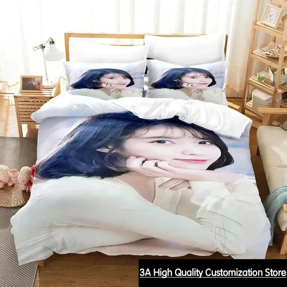 3D Print Singer Iu I Ji Eun Bedding Set Duvet Cover Bed Set Quilt Cover Pillowcase Comforter King Queen Size Boys Adult Bedding