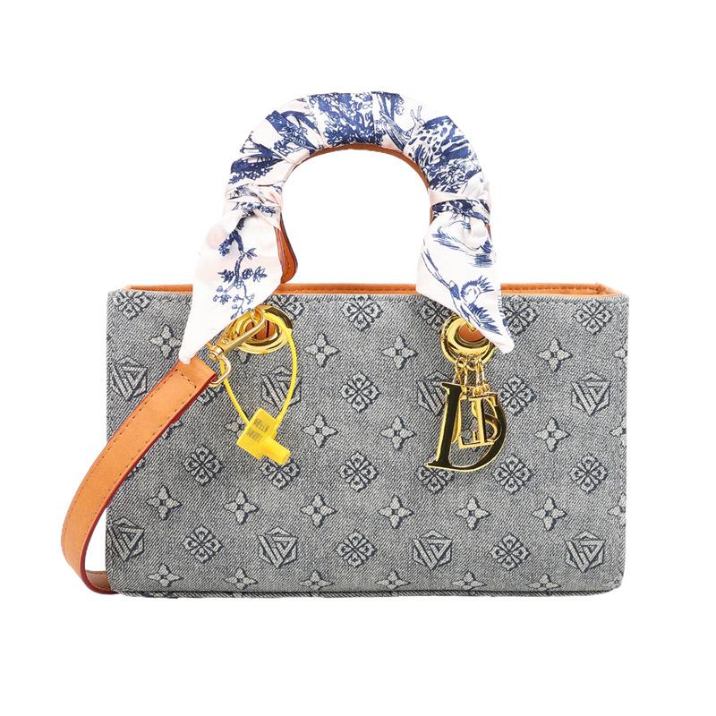 

Premium silk scarf Princess Diana bag new presbyopia handbag bag femininity versatile single shoulder oblique span bag синий