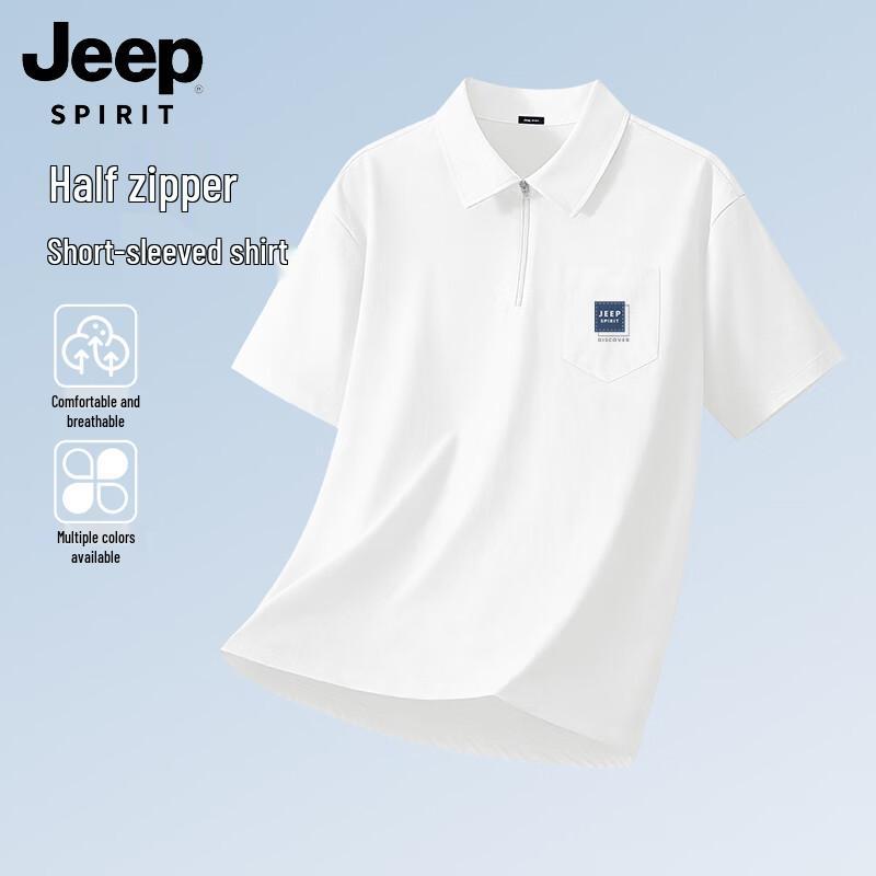 JEEP SPIRIT Men s Half-Zip Short Sleeve Casual Shirt XL