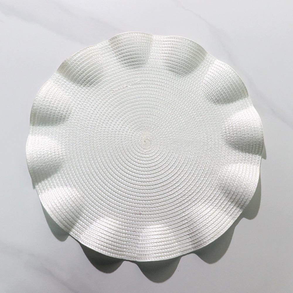 

High Quality Irregular Woven Scalloped Placemat Minimalist Solid Color Table Mat Thickened Lotus Leaf Edge Placemat L белый
