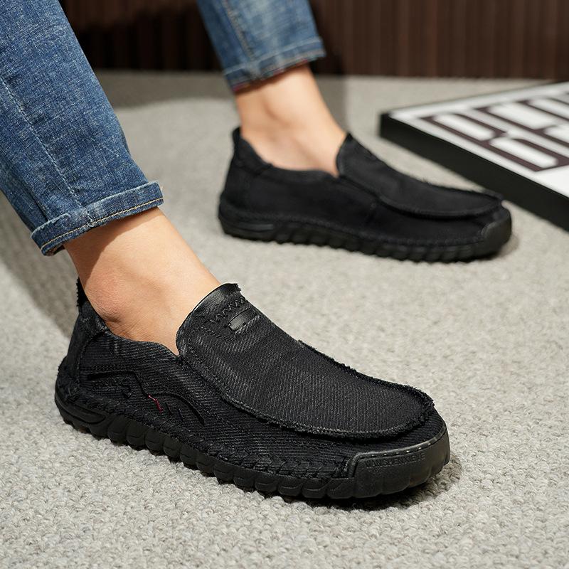 Large size casual hand-sewn, men's mesh breathable beef tendon walking shoes, foreign trade one-pedal lazy shoes