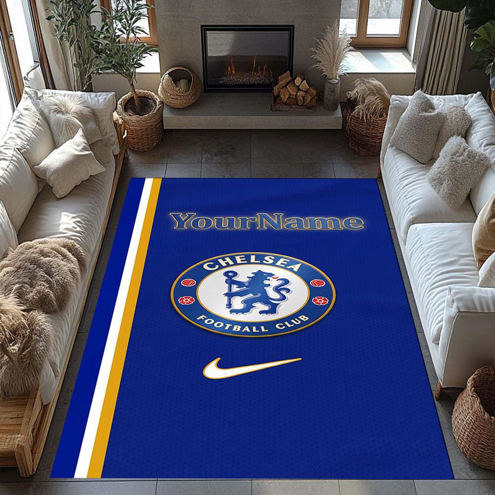Chelsea Personalized Text Area Rug Design for Bedrooms Foyer Kitchen Living Rooms Anti-slip Rug Anime Office Decor Best for Christmas