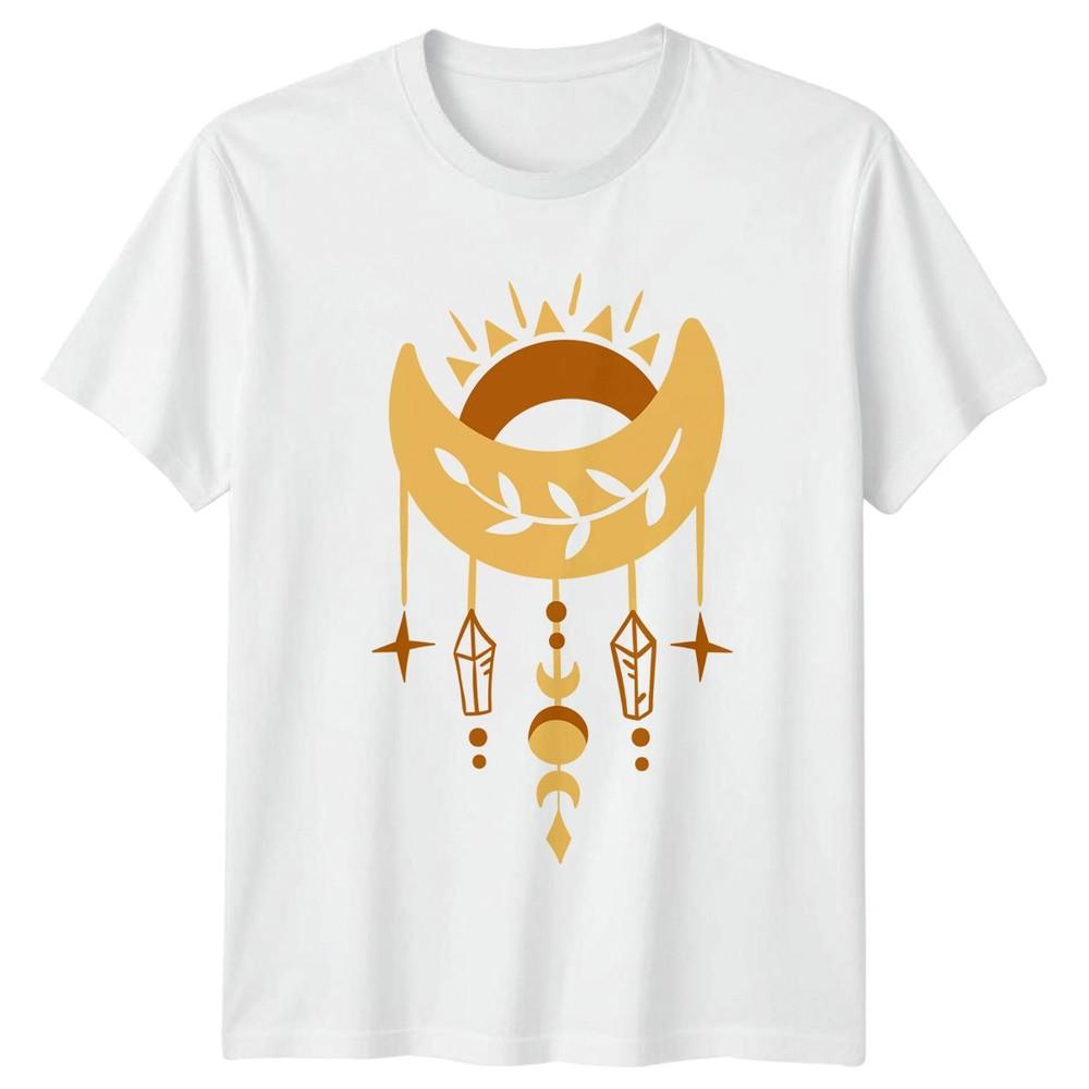 Boho Celestial Moon Crystal Design TShirt Bohemian Mysticism Celestial Art S