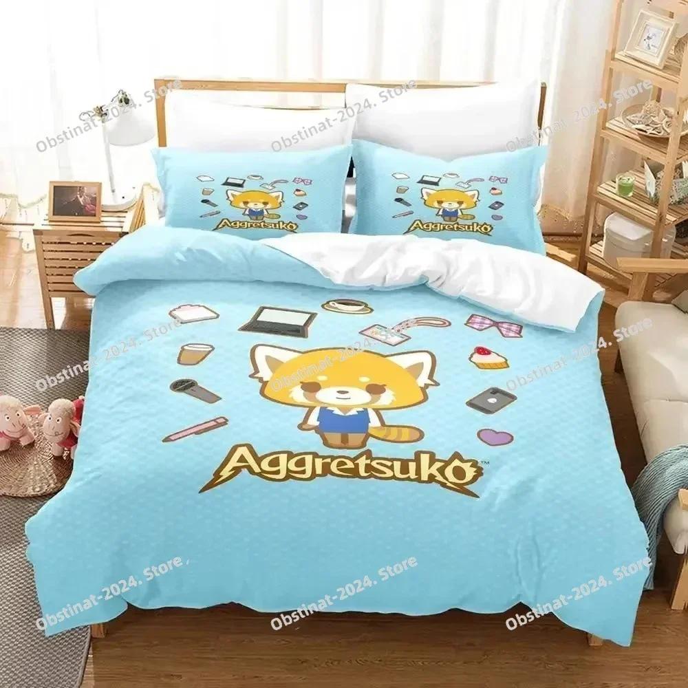 Top Anime Aggretsukos Bedding Set Printed single Comforter Quilt Bed Cover Duvet Cover Pillow Case 3 Pieces Sets Kids Adult Size