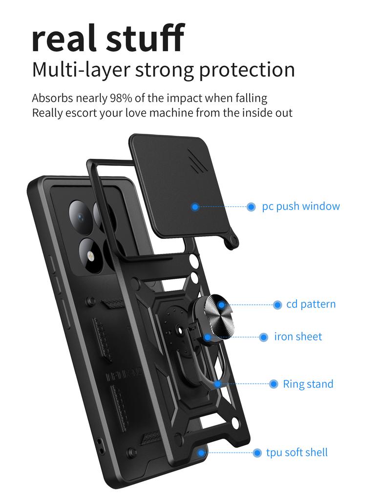 For Redmi Note 15 Case Xiaomi Redmi Note 15 Pro 5G 4G Case Shockproof Slide Lens Armor Cover For Redmi Note 15 Pro Plus 5G Case