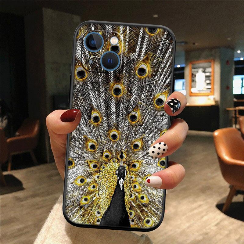 IK53 Pfauenfeder Muschel Handyhülle für Samsung Galaxy Note 10 20 S23 S24 S25 Ultra FE Plus Edge Lite A02S A35 A07 A17