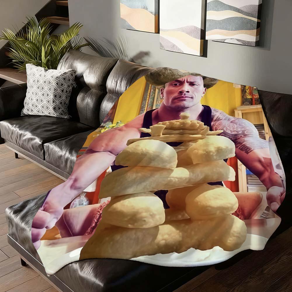 Funny print Dwayne Johnson Blanket For Sofa Office Bed Plane Travel Sleep Read Relax Camping Soft And Warm