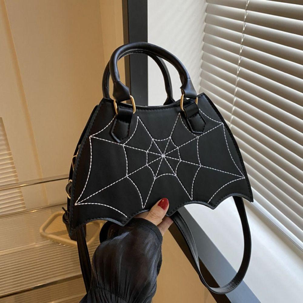 Harajuku Spider Web Shoulder Bag PU Leather Halloween Crossbody Bag Creative Halloween Bag Ladies