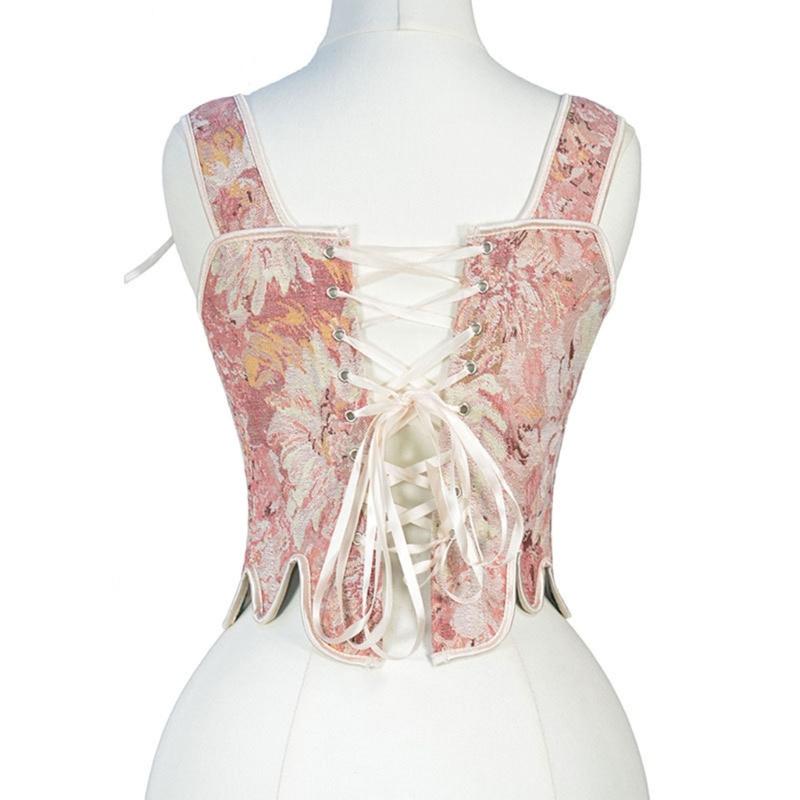 Tie Up Corset TankTop for Women Slimming Body Shaper LaceUp Tied Waist Trainer Girdle Teens Girl French Style Bustier