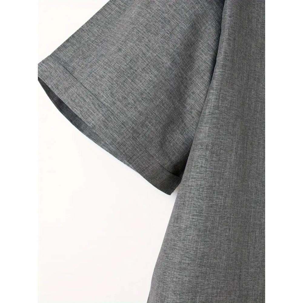 Men's Short Sleeved Stand Up Collar Top Pullover Cardigan