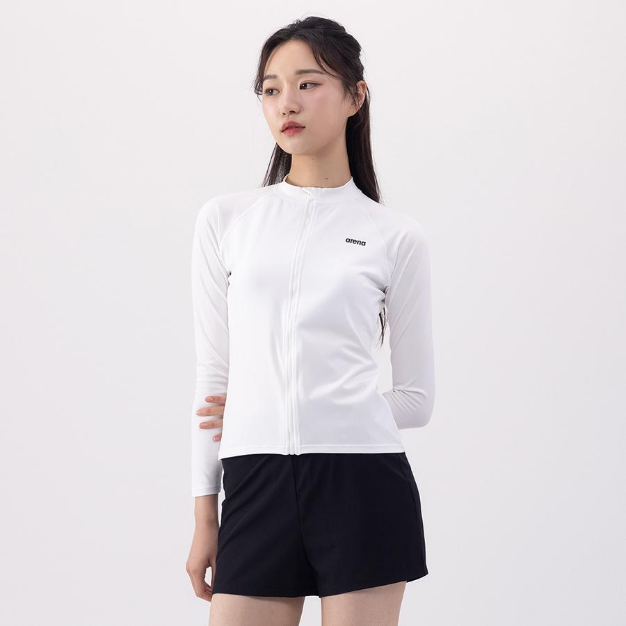 Alena Initial Leisure Zip-Up Rash Guard Set A4Bl1Ps02Wht