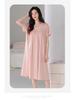 Women's Summer Court Style Lace Pajama Dress, Pure Cotton, Short Sleeve, Plus Size, Mid-Length, Wearable Outdoors, High-End Feel