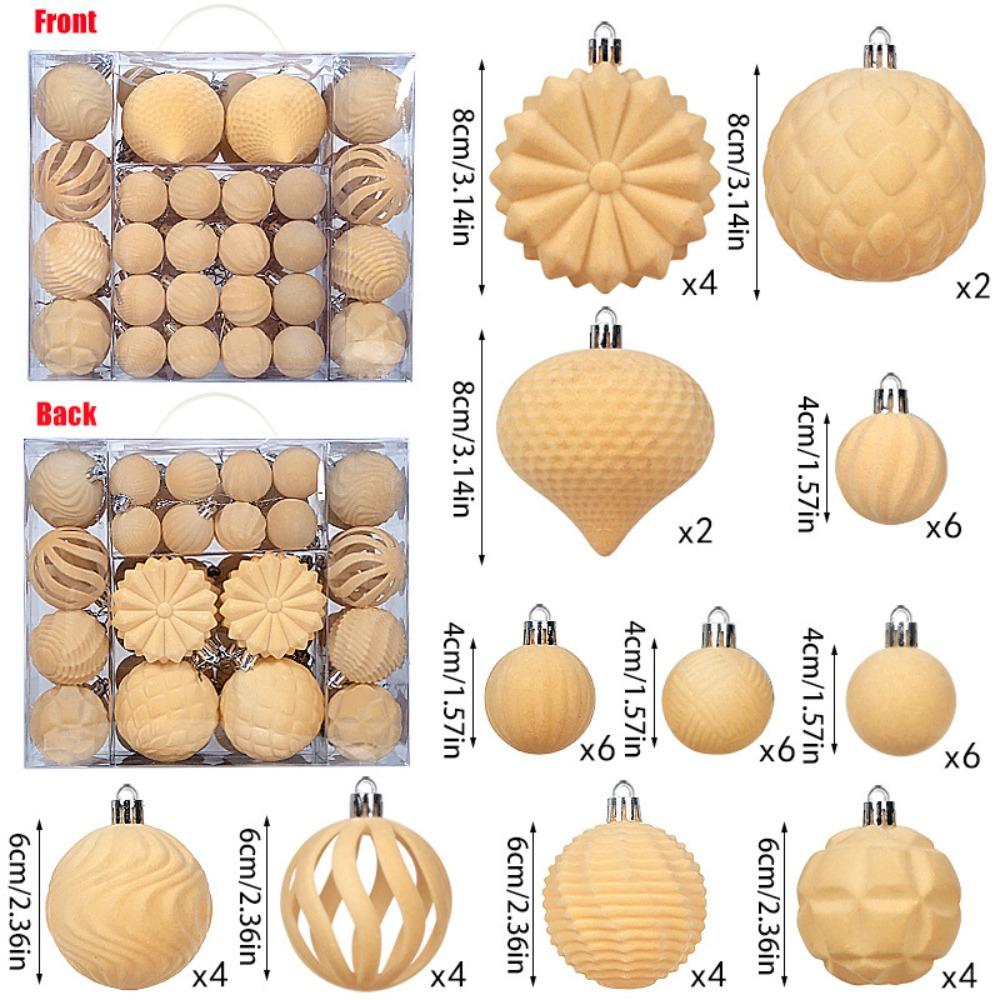 

48 шт. 7 цветов Флокированный Рождественский шар Пластиковые Рождественские шары Прочный Рождественский шар-украшение Витрина бежевый
