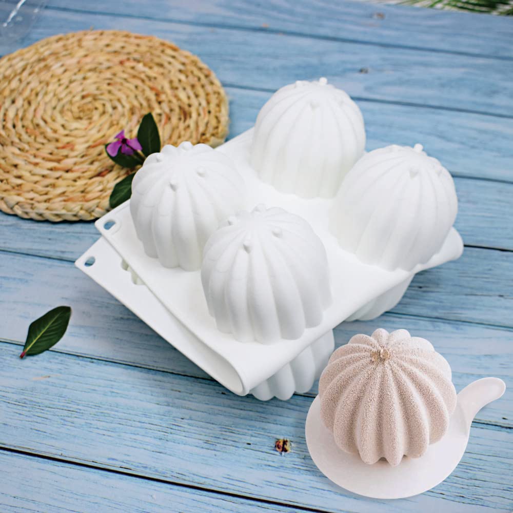 Silicone Mousse Cake Mold, Baked Food Dessert Mousse DIY Chocolate Soap Candle Mold, Cactus Shape, 8 Holes