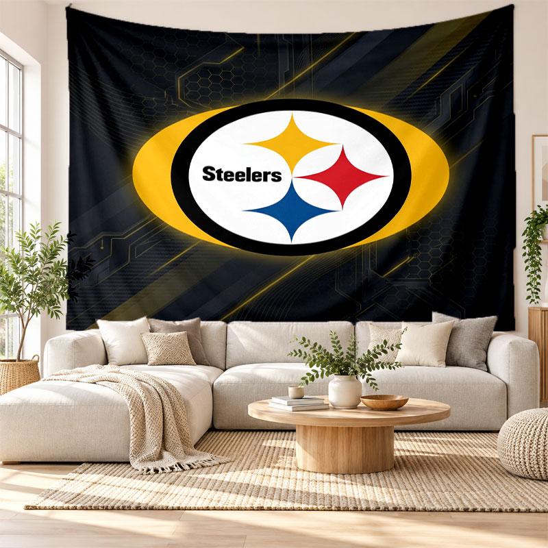Pittsburgh Steelers Wall Tapestry, Soft Fabric Wall Hanging, Decorative Backdrop For Bedroom Home Wall Art