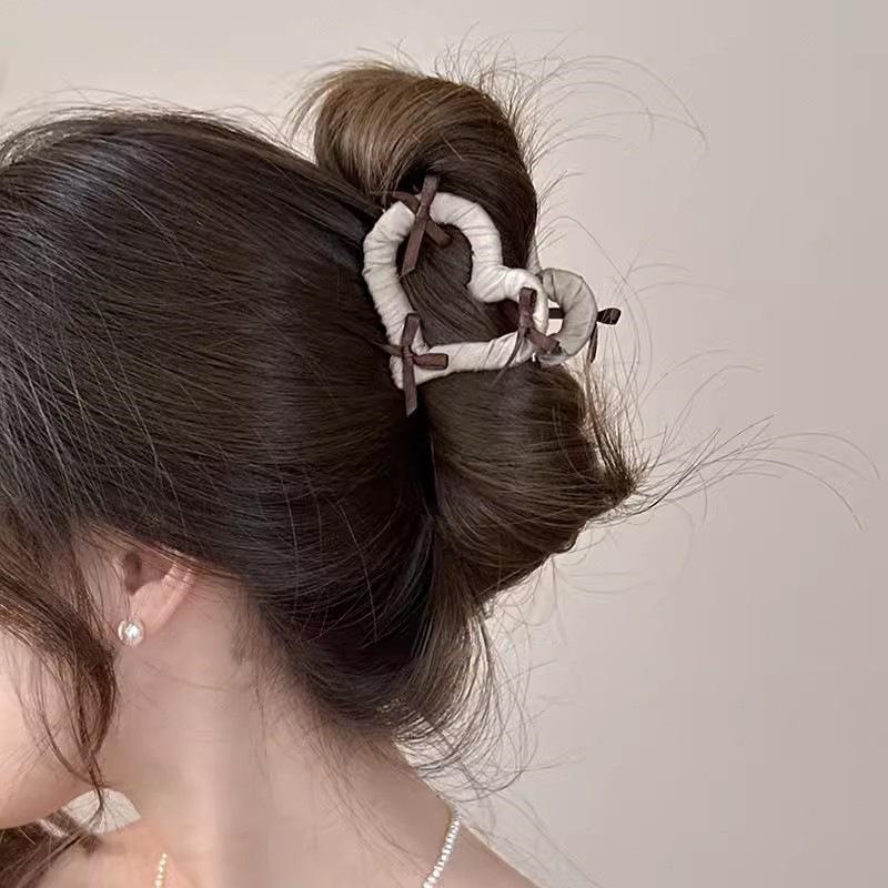 Korean Ribbon Bow Hair Claw Clips Temperament Elegant Hairpin Women Princess Headdress Fashion Grab Clip Female Hair Accessories