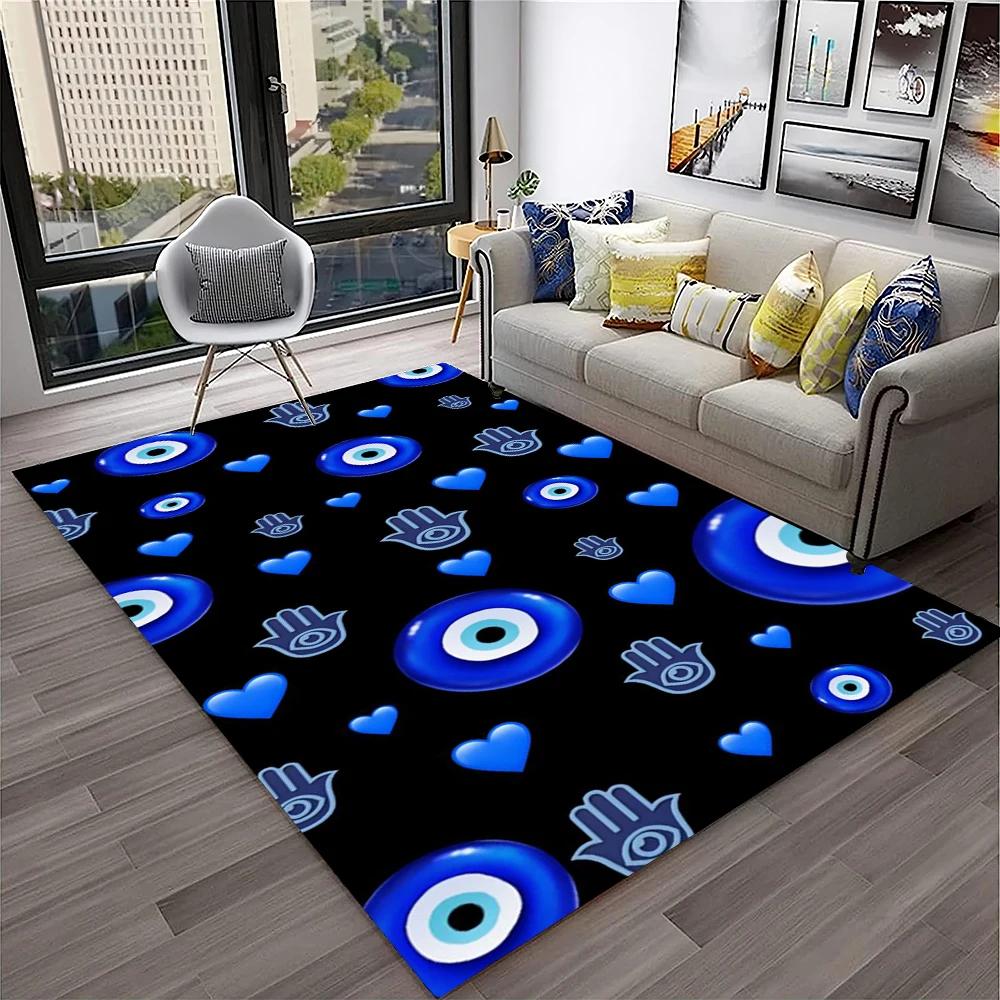 3D Evil Eye Nazar Tree of Life Carpet Rug for Home Living Room Bedroom Sofa Playroom Doormat Decor,Area Rug Non-slip Floor Mat