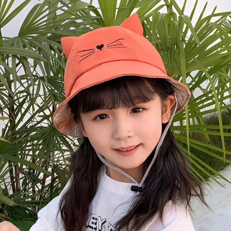 Cute Baby Hat With Cat Design Japanese Style Sun Protection Hat For Summer