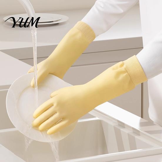 Thickened Velvet Cleaning Gloves Fleece Lined Dishwashing for Housework, Waterproof PVC Rubber Gloves, Anti-slip Housework Grip Warm Lining