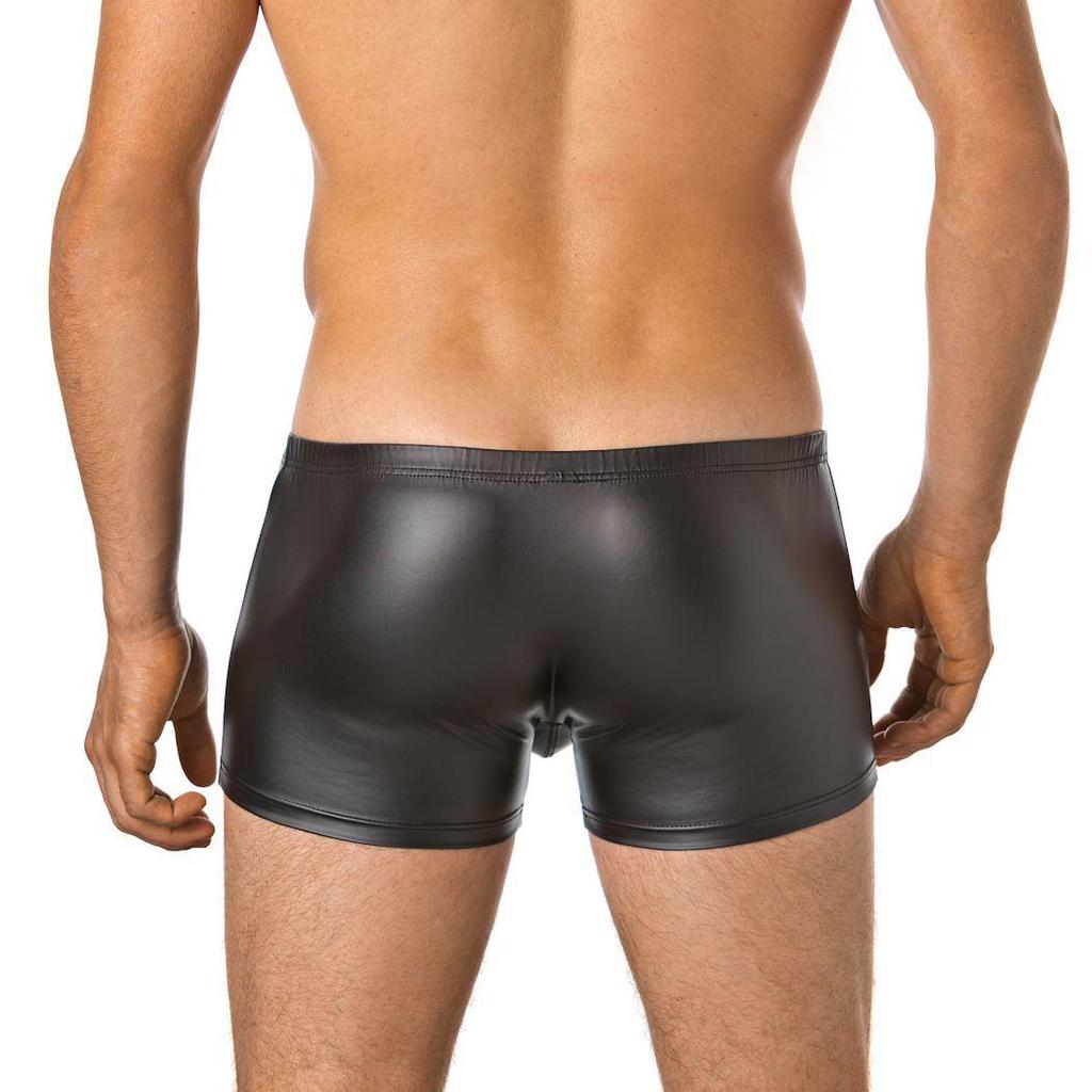 CaveHero Herren Lackleder Boxerbriefs mit U-Convex-Design und abnehmbarem Knopf