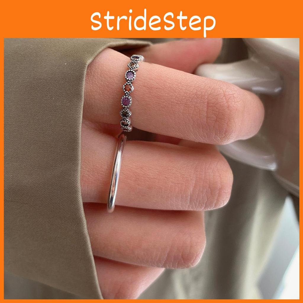 Exquisite S925 Silver Retro Rainbow Zircon Adjustable Ring For Women Stylish And Elegant