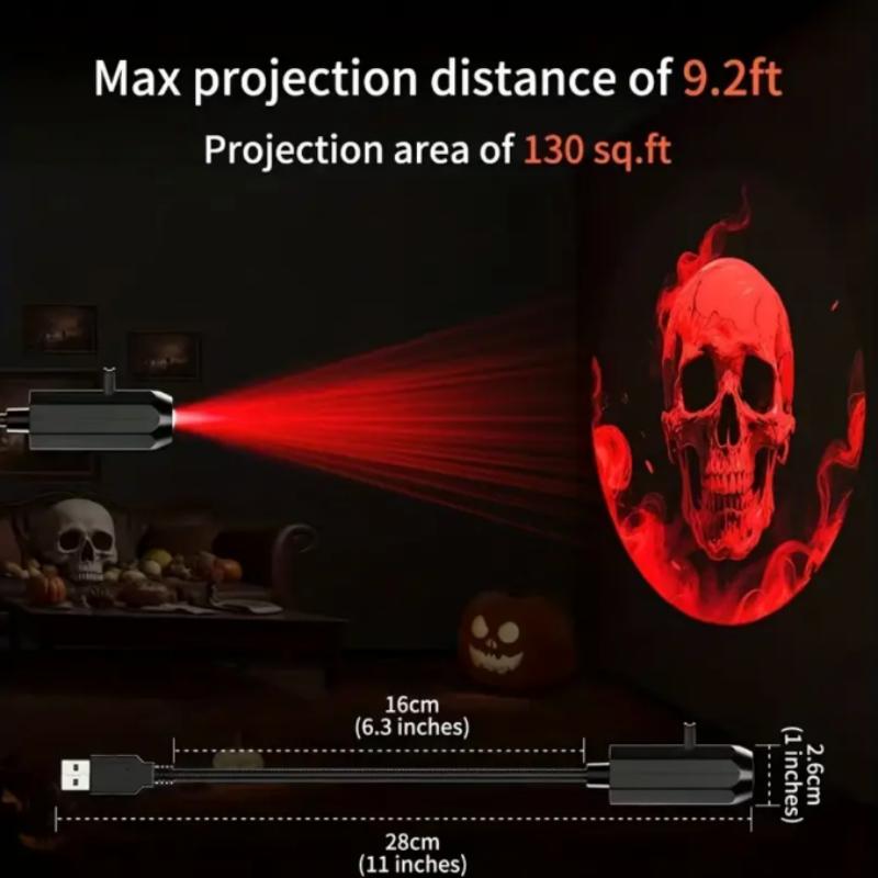 LED USB Projector Light 6pcs Projection Patterns - Adjustable USB Night Light for Halloween Festival Decorations