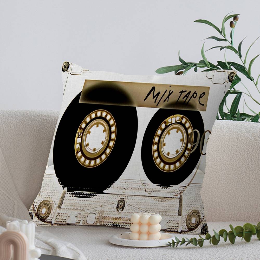 Retro Kassett Musikband Kuddfodral Örngott Klädsel Soffa Slängkudde Heminredning Kuddfodral