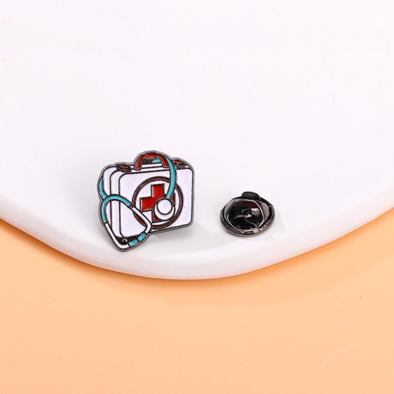 Medical-Themed Cartoon Brooch Set: Ambulance, Syringe, Stethoscope Badges