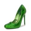 Fashion red patent leather high heels single shoes round head thin heels pole dance catwalk large size women's shoes