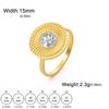 Turquoise Rings for Women Stainless Steel Gold Natural Stone Crystal Ring Bohemian Jewelry Valentine Gift