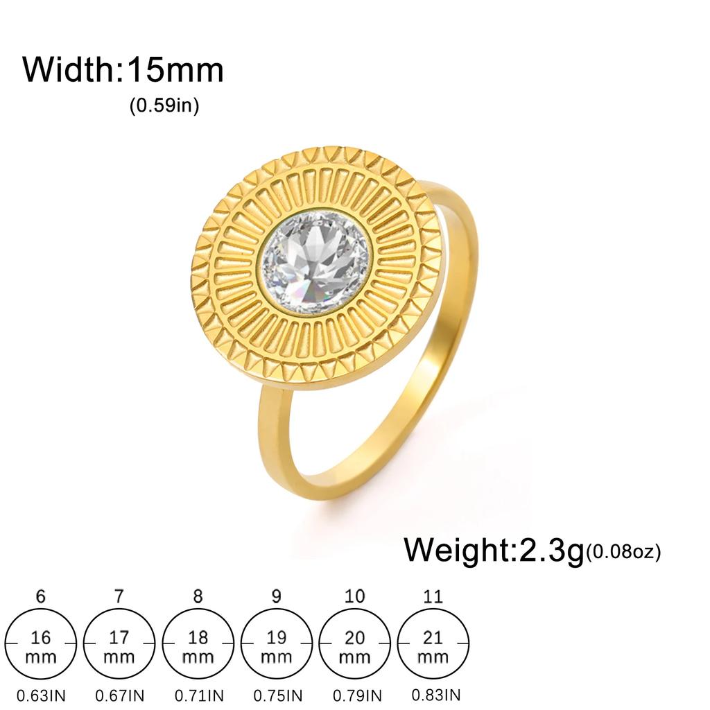 Turquoise Rings for Women Stainless Steel Gold Natural Stone Crystal Ring Bohemian Jewelry Valentine Gift