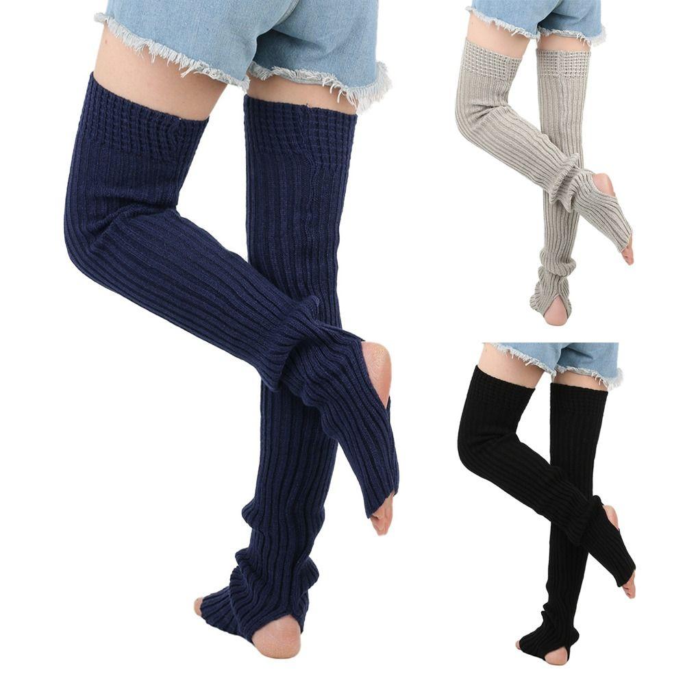 80cm Leg Warmers Solid Color Long Stockings Female Legwear Warm Foot Cover  Women Girls