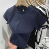 Combed cotton quality summer short-sleeved T-shirt women's inner design crew neck casual top ins