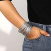 Amorcome Simple Mixed Color Shiny Leather Bracelets for Women Fashion Boho Multilayer Strips Wide Wrap Bracelet Femme Jewelry
