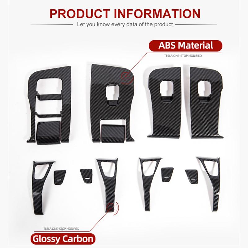 For Tesla Model 3 Model Y Car Window Control Panel Button Decor Sticker 14Pcs Door Switch Trim Frame Cover Car Interior