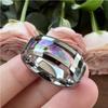6/8mm Tungsten Carbide Ring for Men Women Wedding Band Abalone Shell Inlay Polished Shiny Domed Comfort Fit