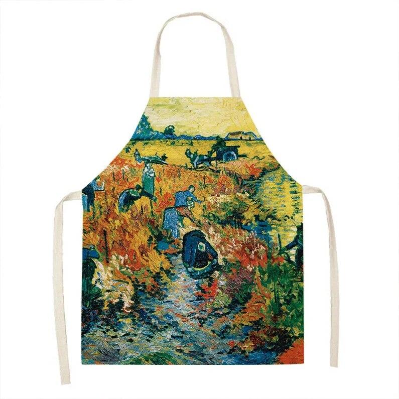 1 kus vintage umělecká olejomalba tištěná zástěra kuchyňská vaření pečení zástěra domácí čisticí doplňky unisex