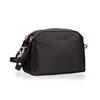 Noora Black Leather Mini Crossbody Sling Bag for Girls and Women & Double Zip Closure with Adjustable Straps