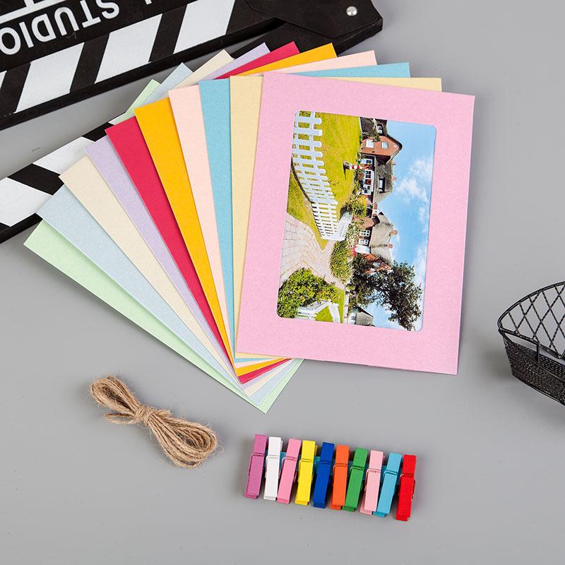 1Inch 11pc/set DIY Craft Photo Frame With Clip and Rope Photo Wall Photo Frame Hanging Picture Album Home Wedding Birthday Decor