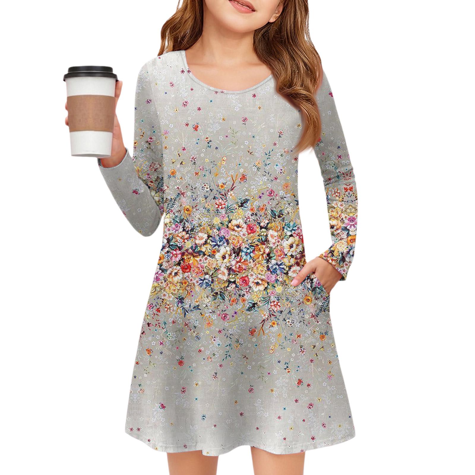 

Платье с длинным рукавом для девочек - Платье с цветными карманами 130