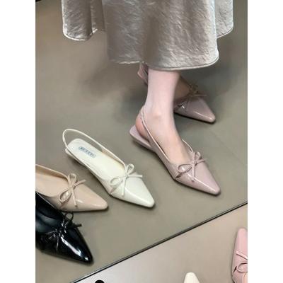Beautiful French Pointed Bow Bag Head Sandals New Niche Design Sense Versatile Commuter Dating Women's Shoes