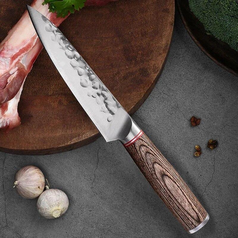 Stainless Steel Kitchen Boning Knife Hand Forged Knife Carving Knife Stainless Steel Cooking Multi-purpose Fruit Knife Wooden Handle Kitchen Gadget
