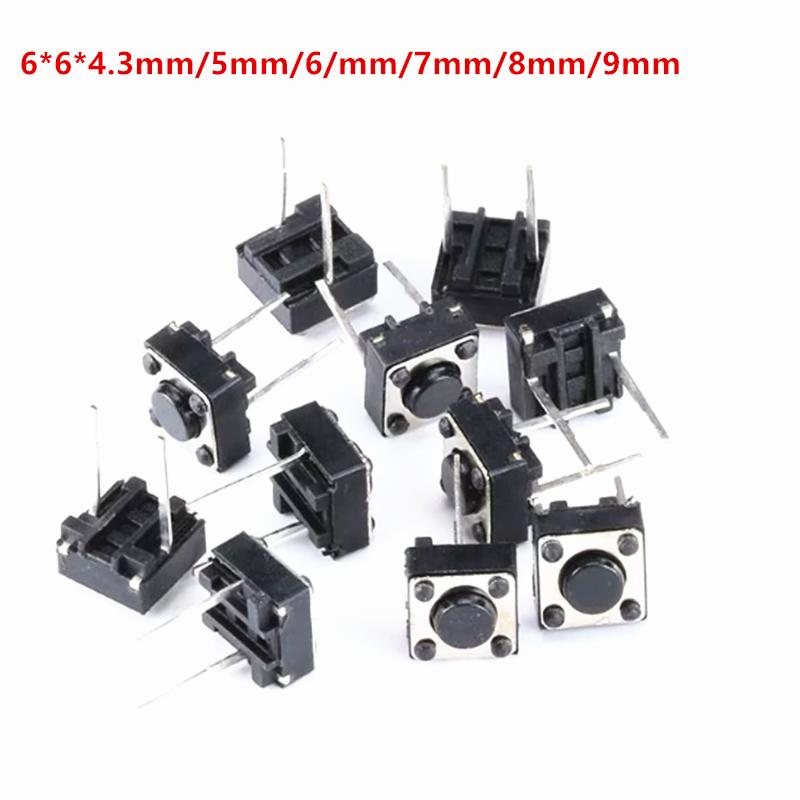 20/50/100Pcs Micro Tactile Switch Momentary Tact DIP Switch 2Pin 6 x 6mm Micro Touch Push Button Switch High 5mm 6mm 7mm 8mm 9mm
