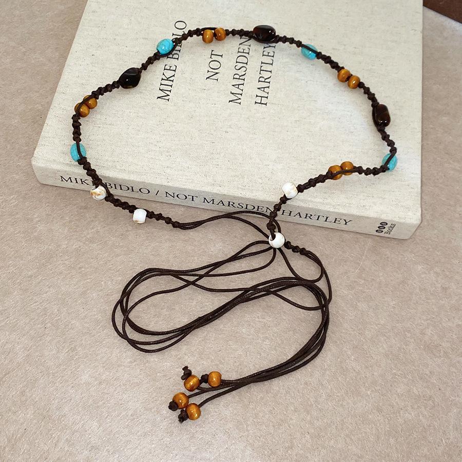 Korean Silk Scarf with Wooden Beads: Trendy, Versatile Waist Chain & Belt for Women