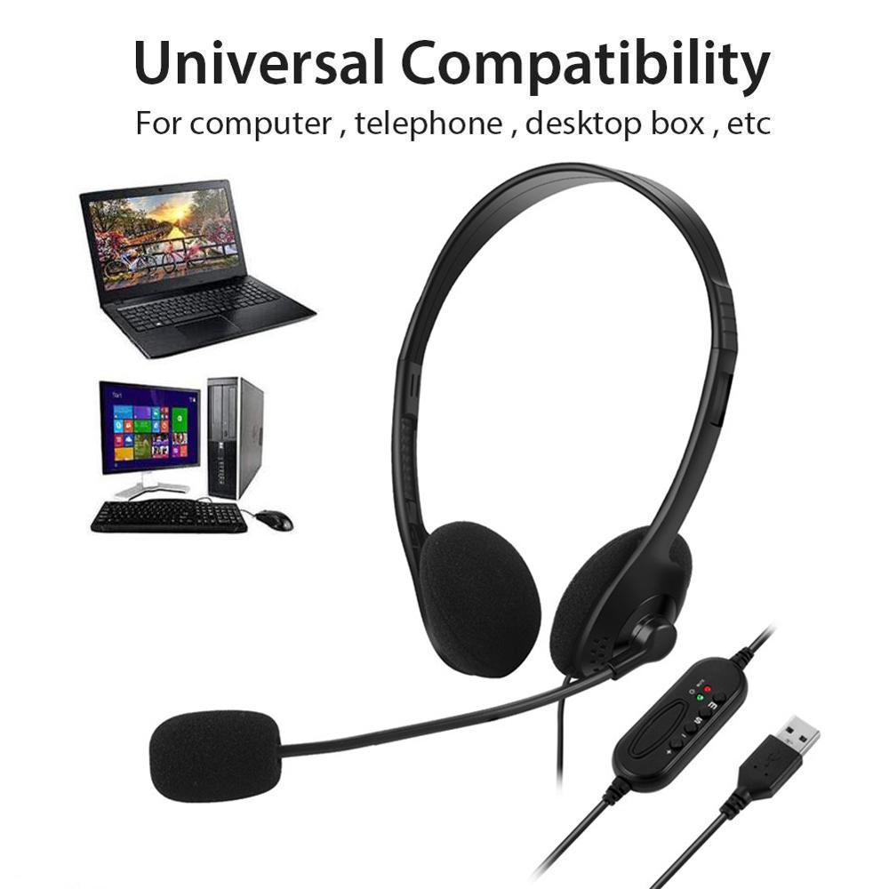 USB headset with microphone noise reduction for computer calls chat call center headset  headset