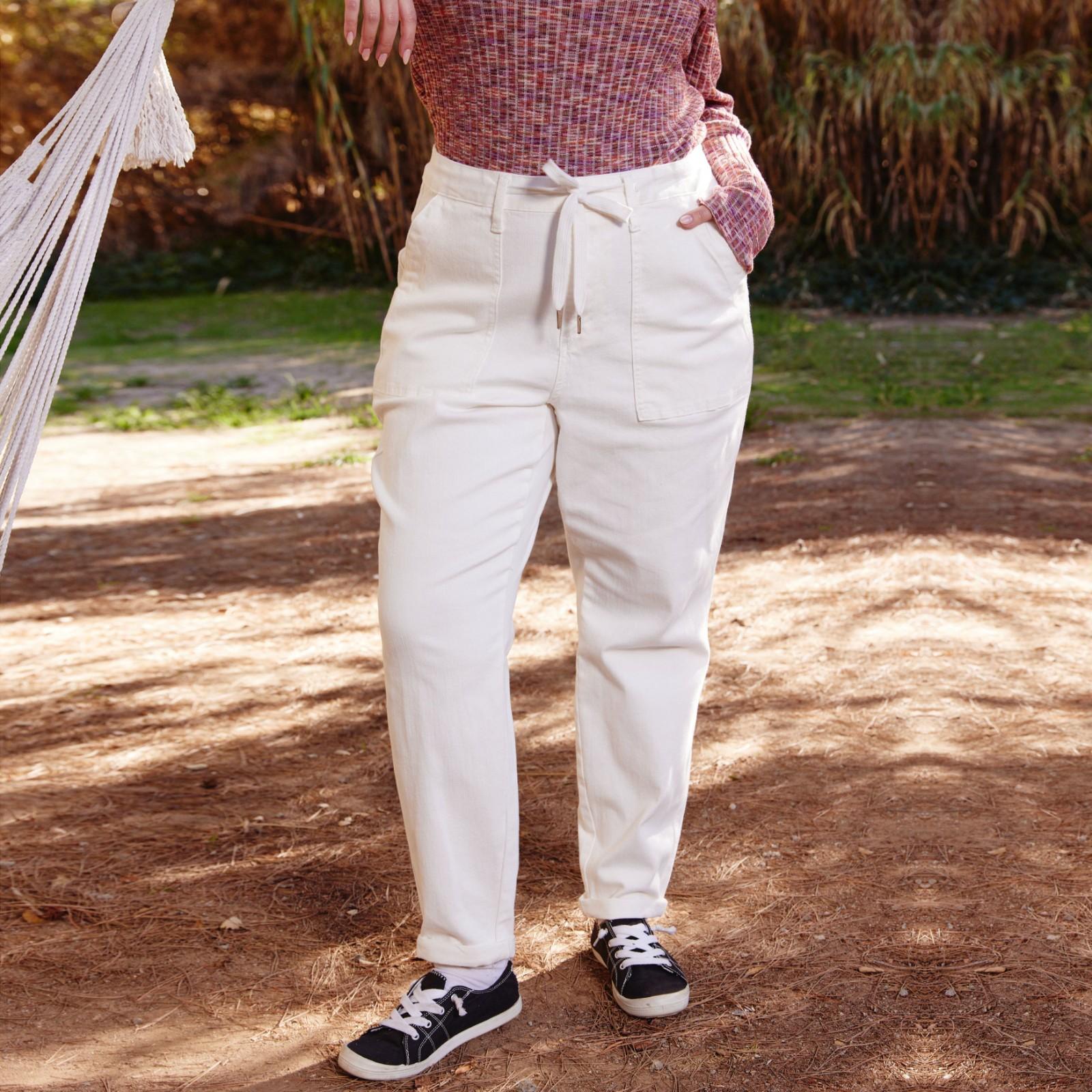 

Женские повседневные брюки, модные однотонные брюки с карманами и эластичной резинкой на талии S белый