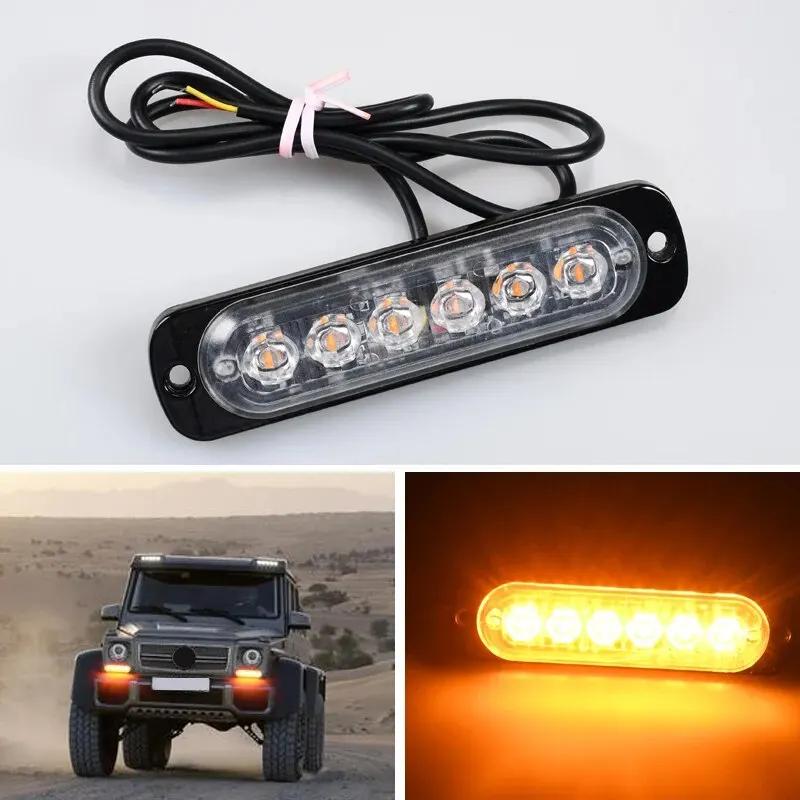 1X Truck LED Strobe Police Warning Light 6SMD Grille Flashing Side Light Bar Car Trailer Beacon Lamp Amber Traffic Light 12V 24V